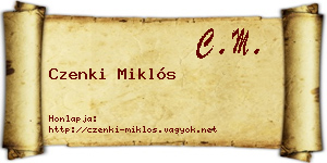 Czenki Miklós névjegykártya